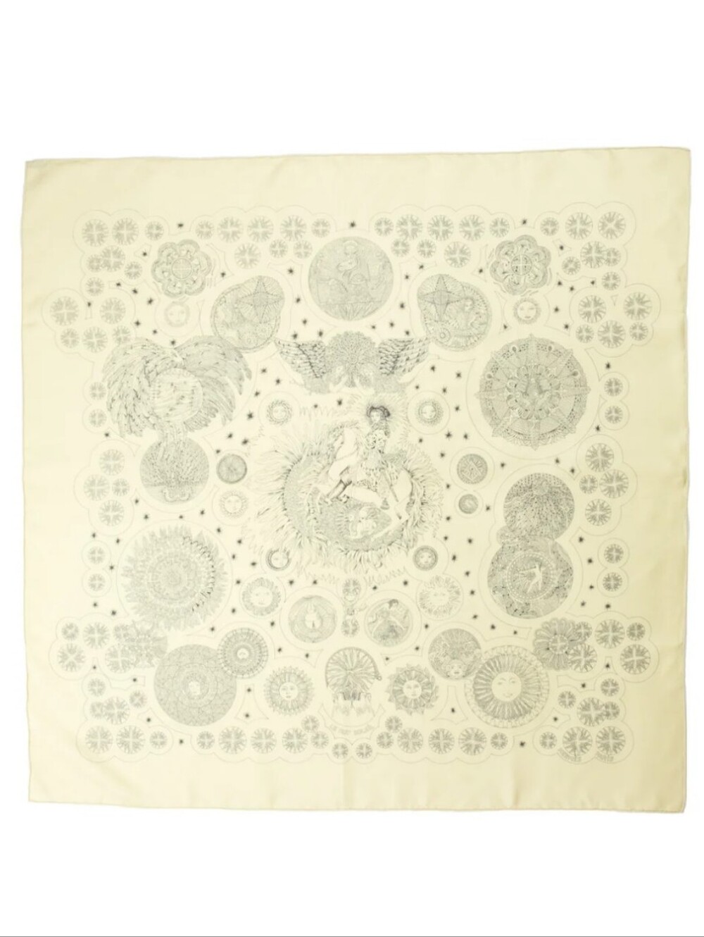 Hermès Le Roy Soleil Silk Medallion Print Hand Rolled Large Scarf
